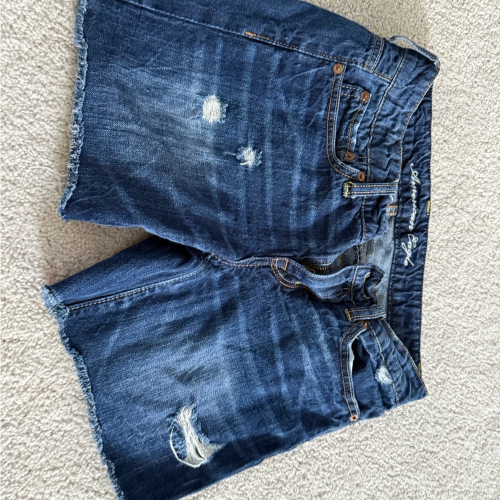 Distressed Blue Denim Shorts